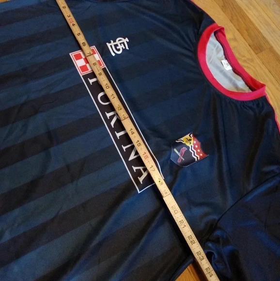 St Louis Cardinals Soccer Jersey Mens XL Blue Striped Short Sleeve MLB Baseball - Picture 2 of 5